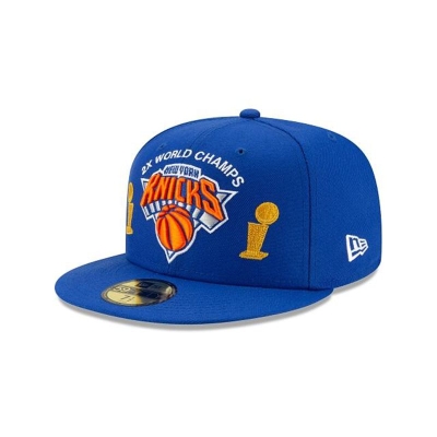 Blue New York Knicks Hat - New Era NBA Championship Trophy 59FIFTY Fitted Caps USA7230184